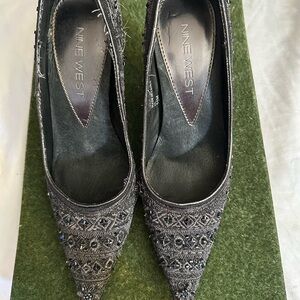 Nine West Black Embellished Heels